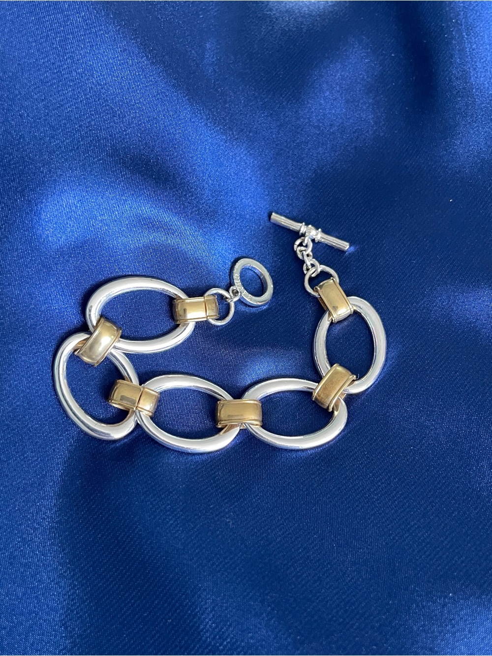Chaps Two-Tone Oval Link Bracelet in Gold & Silver